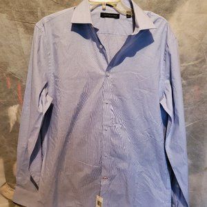 NWT Tommy Hilfiger Men's Blue Pinstripe Long Sleeve Button Up Dress Shirt